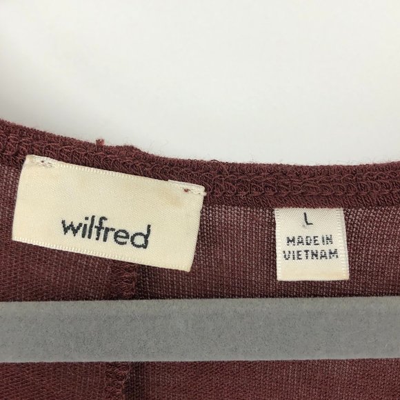 Wilfred rust burgundy lightweight rayon wool blend Deep V long sleeve tee Large - Picture 4 of 13